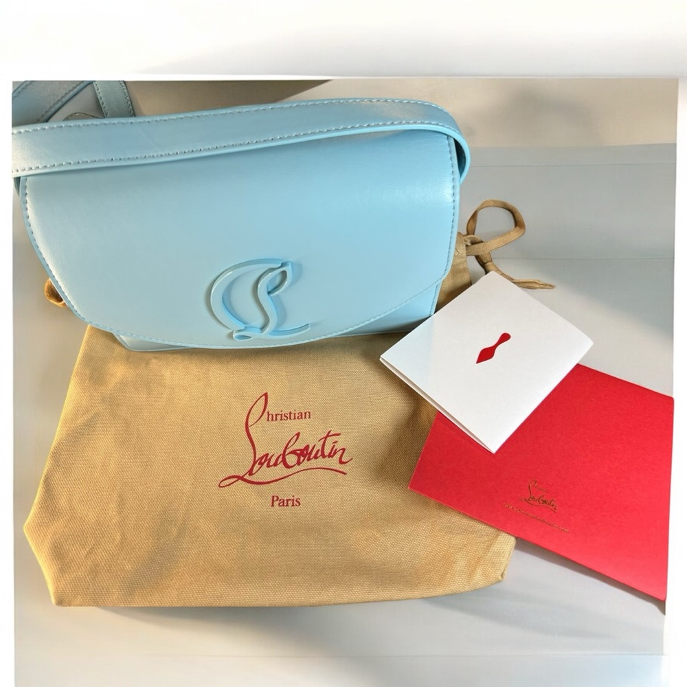 Christian Louboutin Loubi54 Small Leather Crossbody Bag Mint / Light Blue Color - Picture 2 of 15